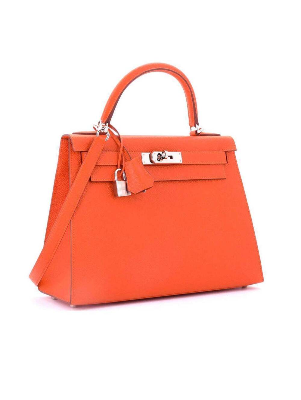 Hermes Kelly II Sellier 28 Handbag Orange H Epsom Palladium